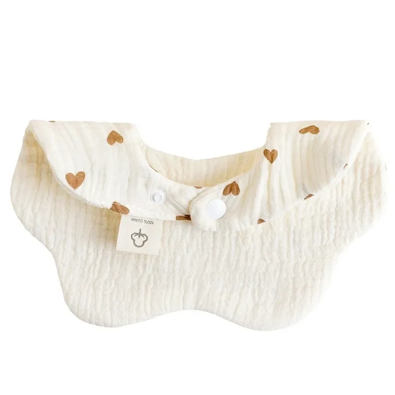 Crepe Baby Bib Resin Clasp Newborn Saliva Towel Baby Eating Bib Baby Spitting Bib Cute and Sweet Infant Accessories