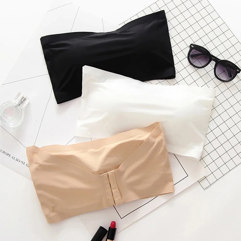 One Piece Seamless Tube Tops Young Girls Invisible Strapless Bustier Bandeau Breathable Chest Underwear