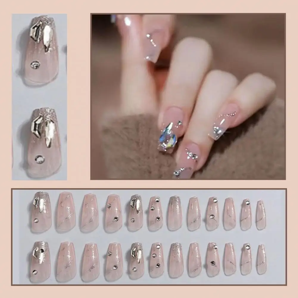 

1 Set False Nail Beautiful with Glue Nail Extending Nail Salon Supply Press on Nail Mid Length Fake Nail