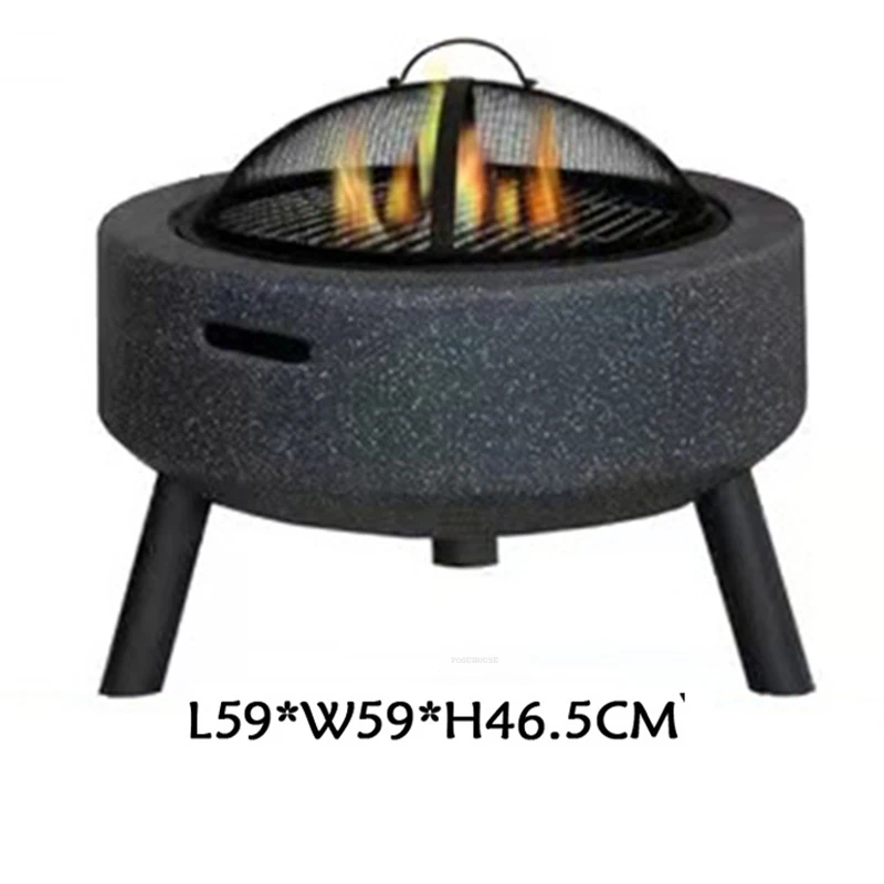 Modern Iron Fire Pit for Outdoor Heaters Braziers Creative Light Luxury Outdoor Courtyard BBQ Grill Heating Charcoal Brazier