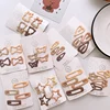4PCS/lot Baby Solid Hair Clips Star Rabbits Bear Hairpins for Girls Children Milk Tea Color Geometric Pins Cute Hair Accessories 5