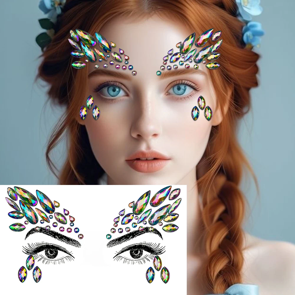 Sparkling Rhinestone Face Tattoo Stickers