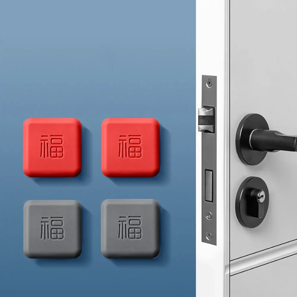 

New Silicone Door Handle Bumpers Self Adhesive Deurstopper Protection Porte Pad Shock Mute Blessing Square Wall Protector Pad