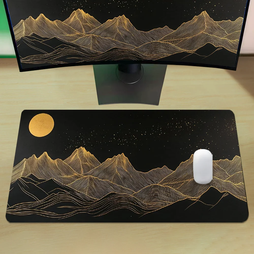 Elegant desk mat with gold accents