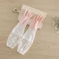 Winter Waterproof Rubber Latex Velvet Gloves Household Kitchen Durable Cleaning and Washing Clothes Gloves 2