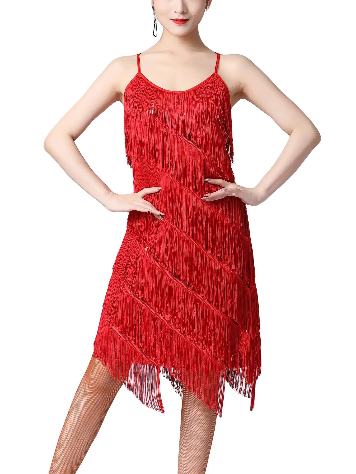 Women's Glamorous Sequined Dance Dress for Latin and Ballroom Styles