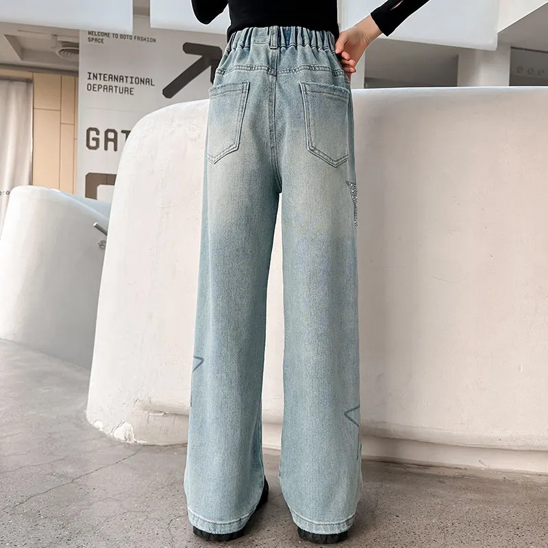 Teenager Girls Blue Jeans Size 11 13 14 Pentagram Pattern