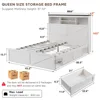 Noiseless Base Beds and Frames No Box Spring Needed- Luxury White Bedroom Furniture LED Light Bed Headboard Charging Station 2