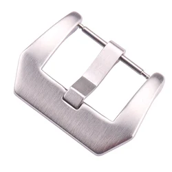 Stainless Steel Watch Buckle - Black & Silver Solid Metal Strap Clasp - 22mm (Silver)
