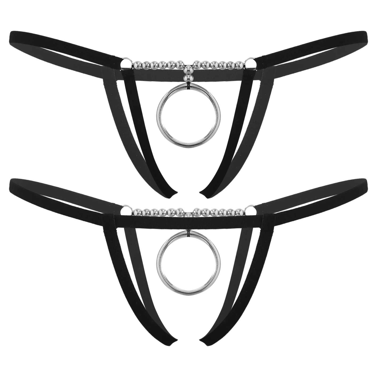 Men's Bikini G-string Hollow Out Erotic Underwear Briefs Lingerie Harness Belt Strap Elastic Band Clubwear O Ring Thong Briefs