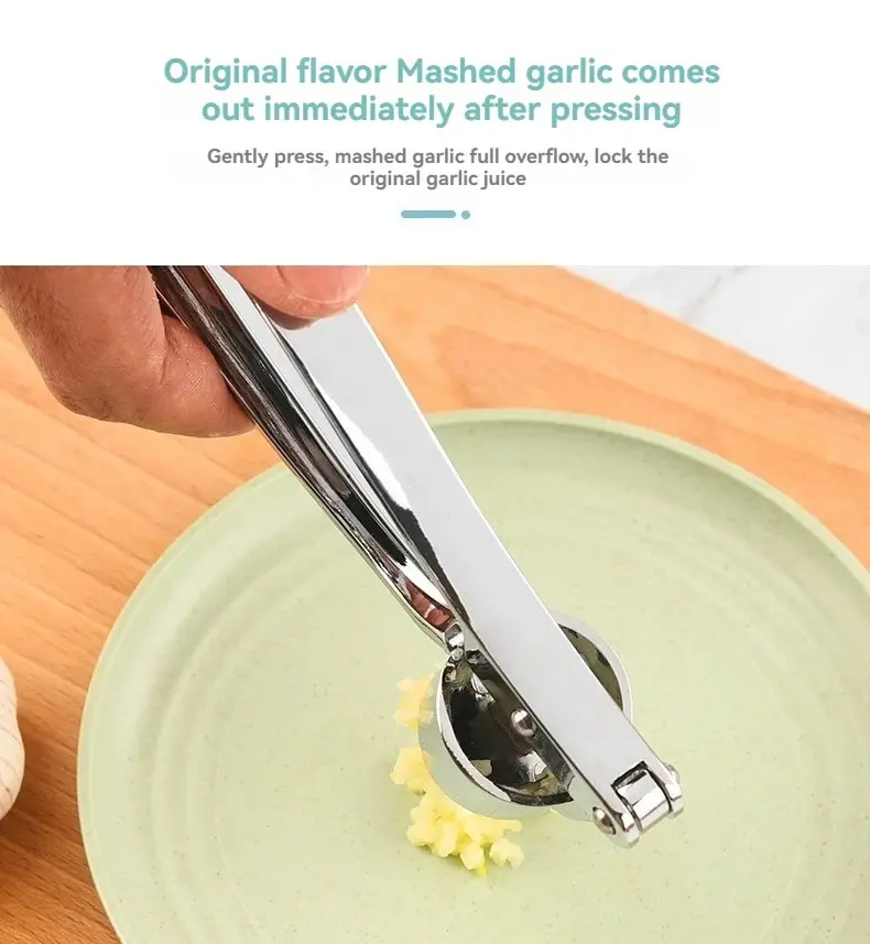 Description Picture 3 of itemGarlic Press Anti-Skid Thickened Garlic Clip Multifunctional Zinc Alloy Stainless Steel Manual Pull Type Garlic Punch