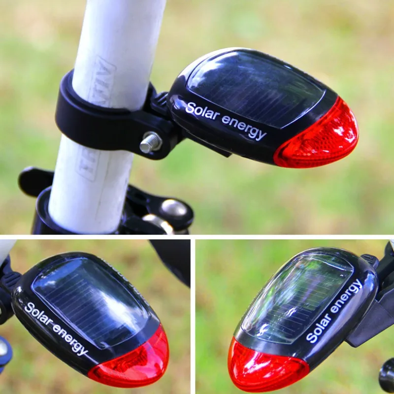 Rear Light Bicycle Lamp Cycling Safety Solar Power Energy Taillight Rechargeable Usb 2led Bike Accessories Warning Light