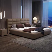 Lit double multifonction moderne et minimaliste, chambre à coucher Queen Size, rangement en bois, meubles de luxe 5