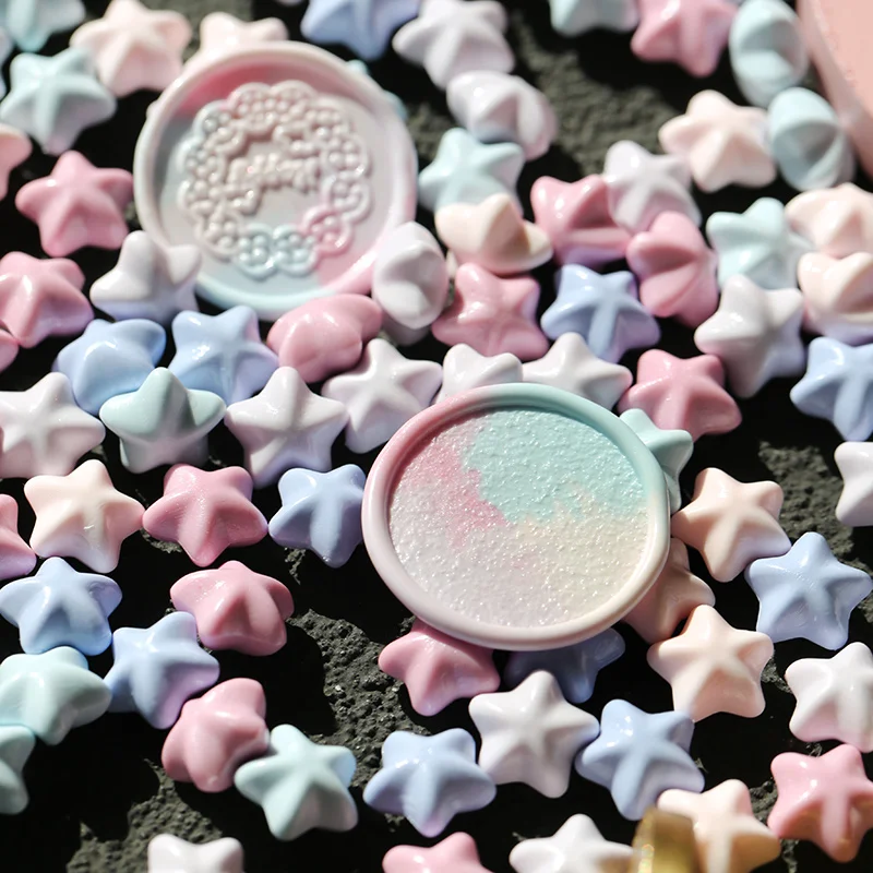 120Pcs Macaron Color Beautiful Star Shape Fire Paint Wax Grains Handbook Busta Decorazione Per Invito A Nozze
