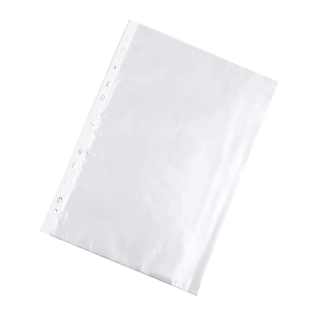 100Pcs 투명 파일 보호기 A4 11 홀 펀칭 문서용 비정전기 방지 경량 소재 운송 투명