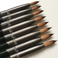 2023 Round Sharp 1pcs Hot Sale Factory Direct Kolinsky Acrylic Nail Brush Black Silver Metal Handle Big Size 14#16#18#20#22#24 2