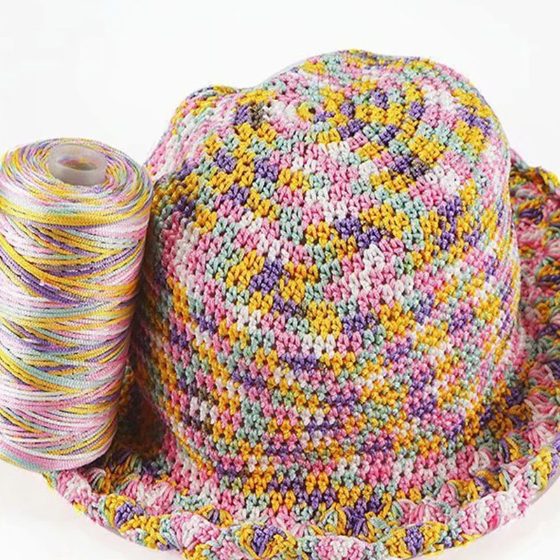 Crochet Yarn Summer Art Yarn Cord Polyester 1.5mm Cord Thin Ice Cotton Thread Handmade DIY Craft Hand Knitting Bag
