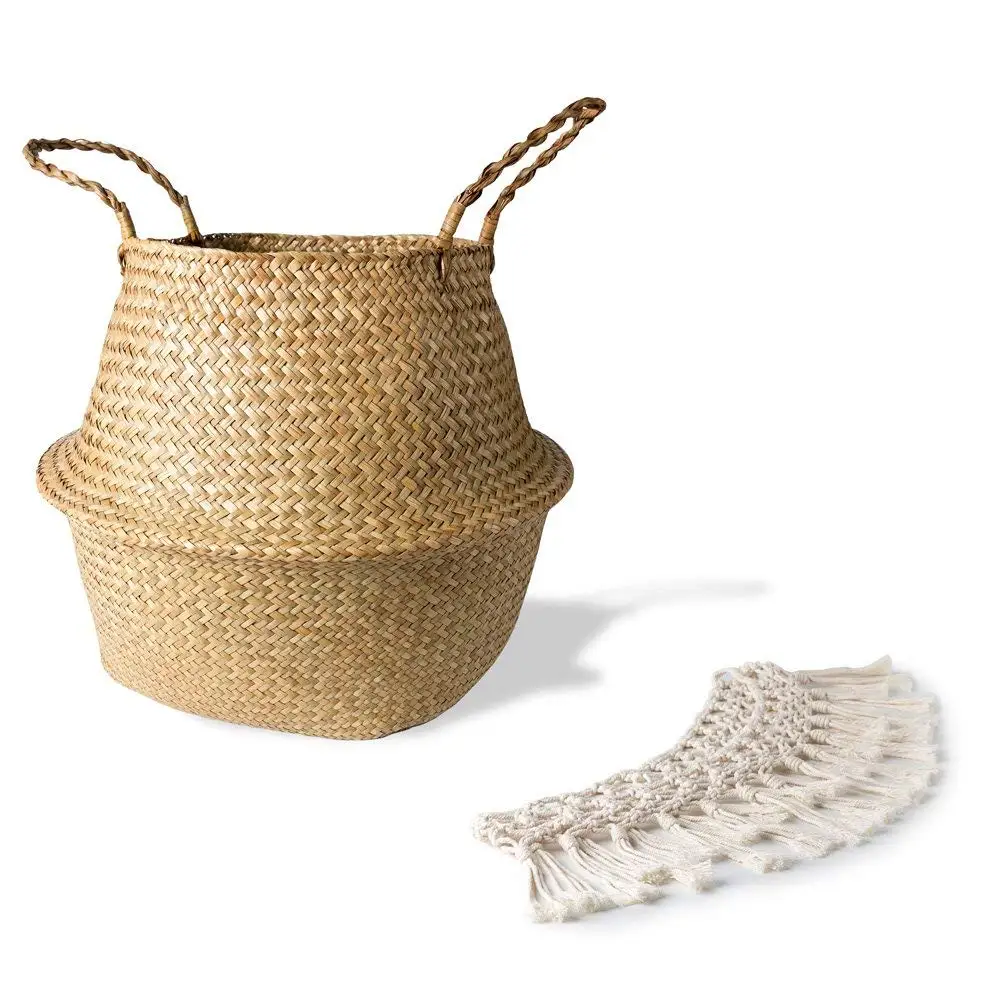 Macrame Home and garden kitchen accessories storage Organizer seagrass storage wicker basket storage basket flower pot basket 6
