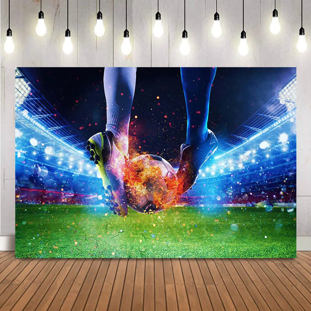 Football Soccer Competition Background Boy Birthday Theme for Newborn Child Portrait Photo Backdrop Banner Sports Poster