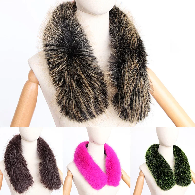 

Women Faux Fox Fur Collar Shawl Furry Fur Collar For Winter Coat Hood Fur Decor Plush Fake Fur Scarf Parkas Jacket Fur Collars