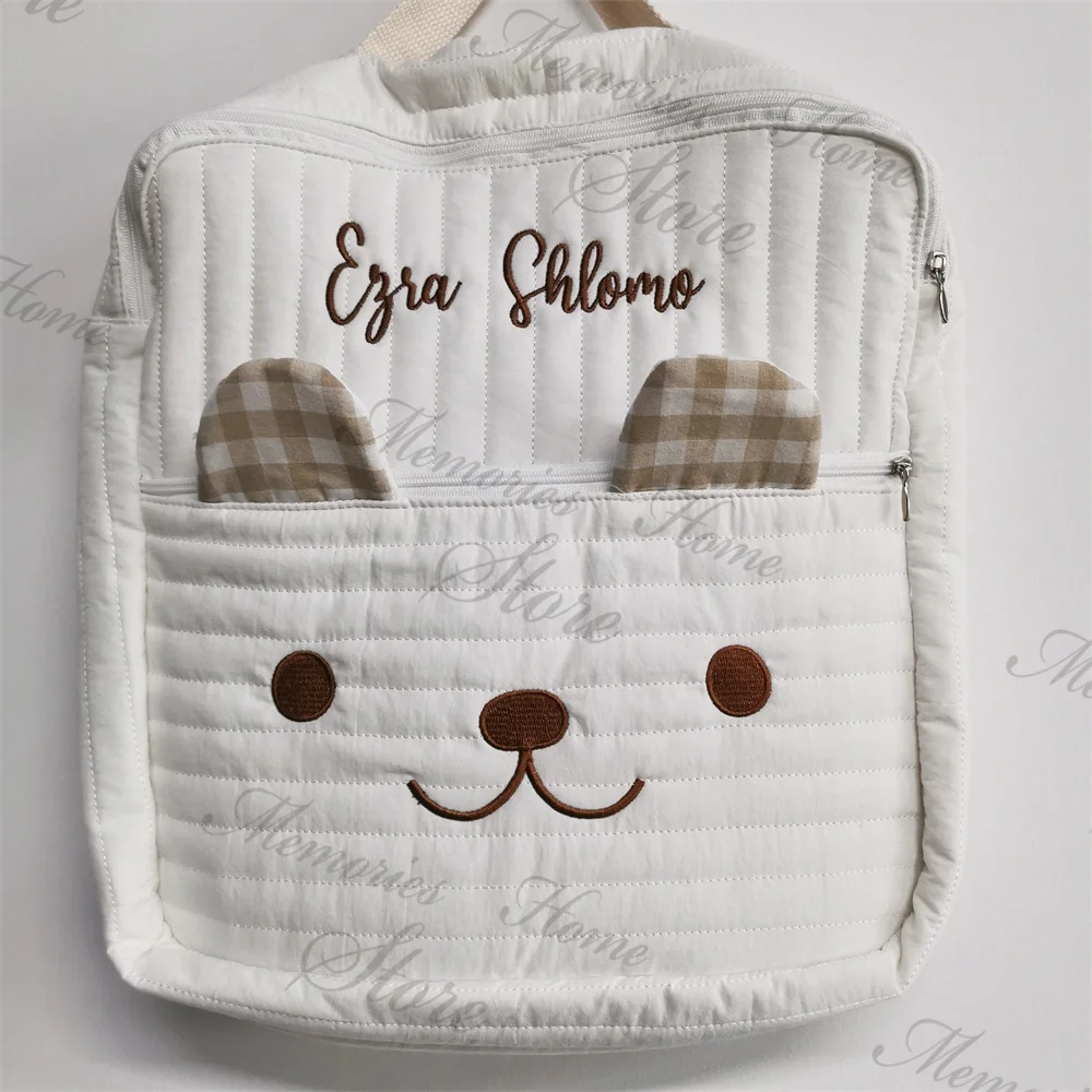 Mochila de oso pequeño con nombre bordado personalizado para niños, mochila escolar de jardín de infantes, mochilas ligeras de salida para niños