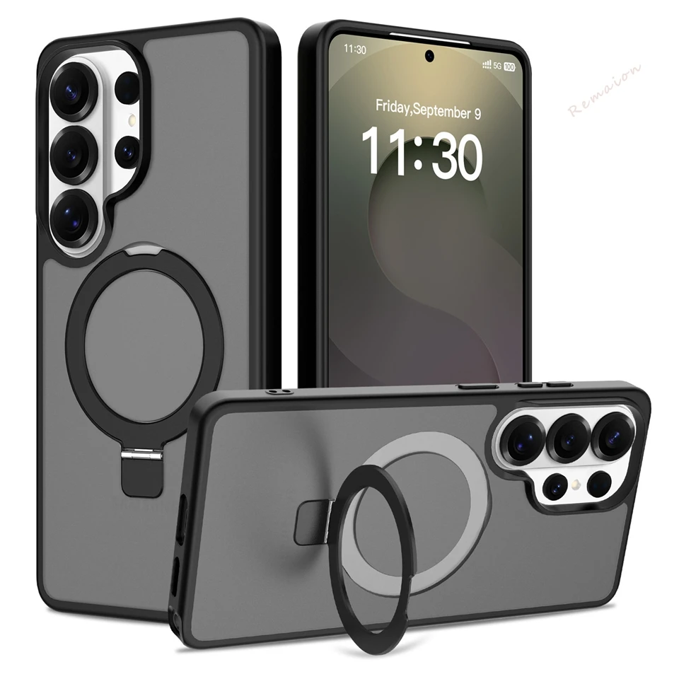 Luxury Matte Magnetic Phone Case with Magsafe and Metal Stand
