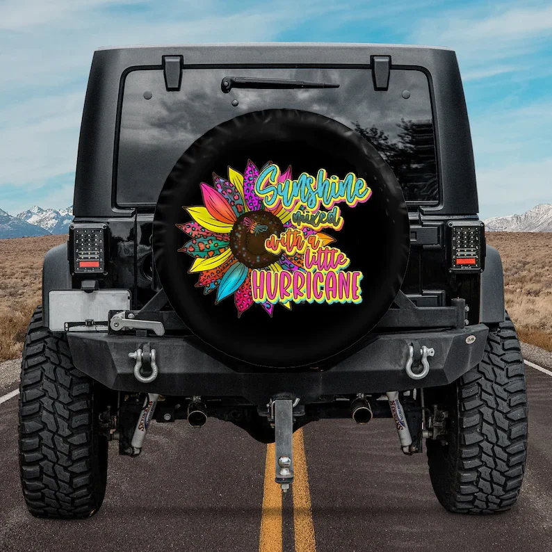 

Сублимация подсолнухов-Солнечный свет смешанный с крышкой запасной шины урагана-автомобильные аксессуары, индивидуальные запасные шины покрывают ваш собственный,