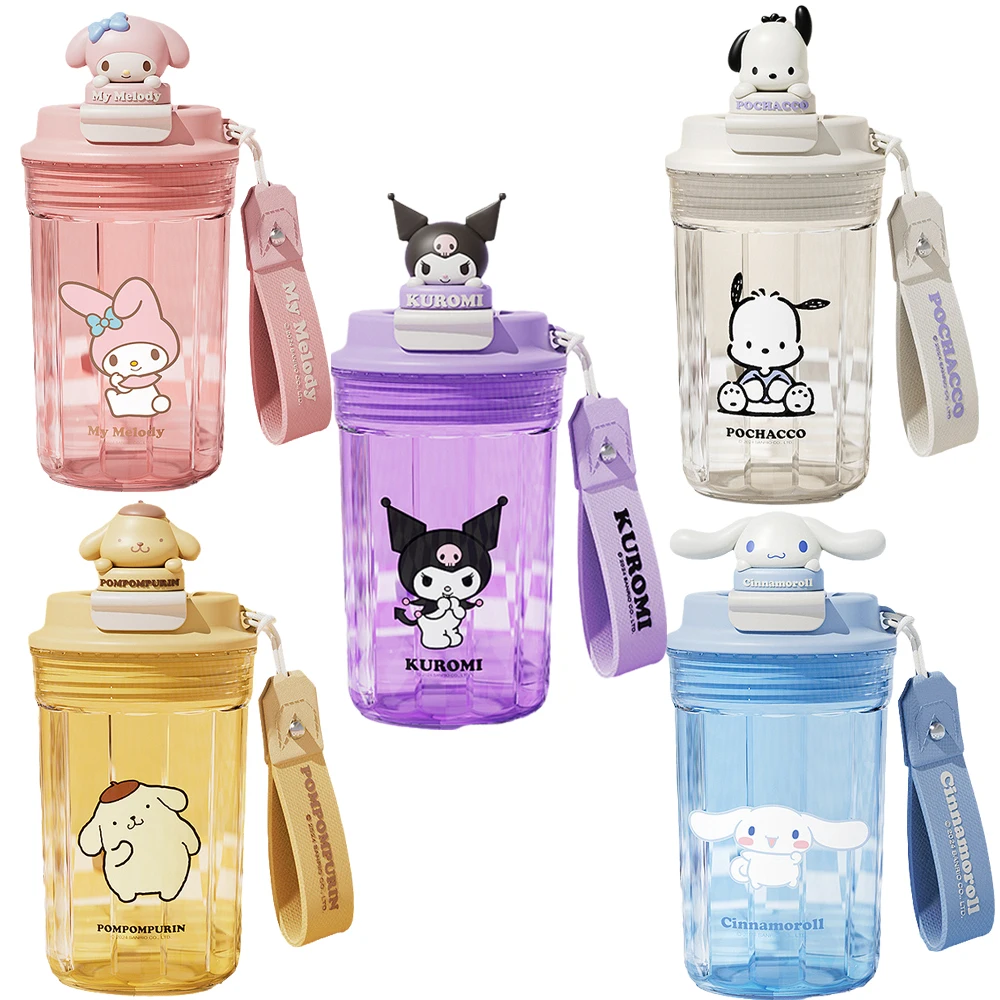 

Кукла Sanrios Kuromi nakacco Cinnamoroll My Melody, 3D кукла из аниме, детская чашка для воды, удобная чашка с откидной крышкой, прямая чашка для питья, чайник