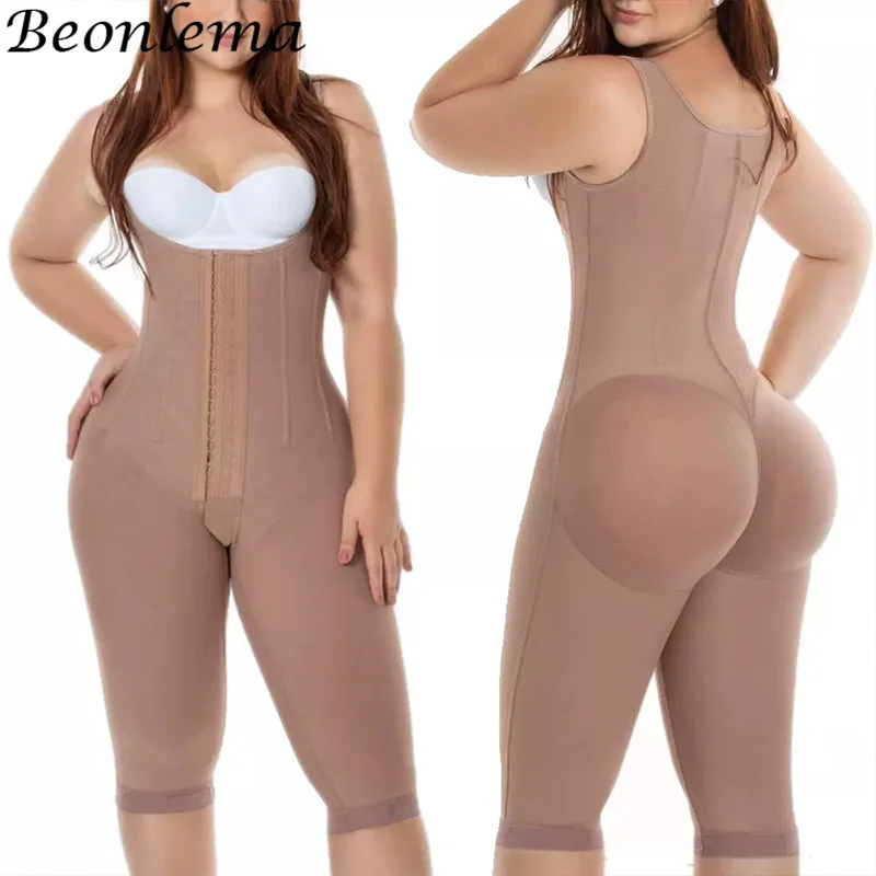 Postpartum Girdle Shapewear for Women Postoperative Compressed Skims  Bodysuit Fajas Slimming Corset Full Body Shaper (Color : Khaki, Size :  Small)