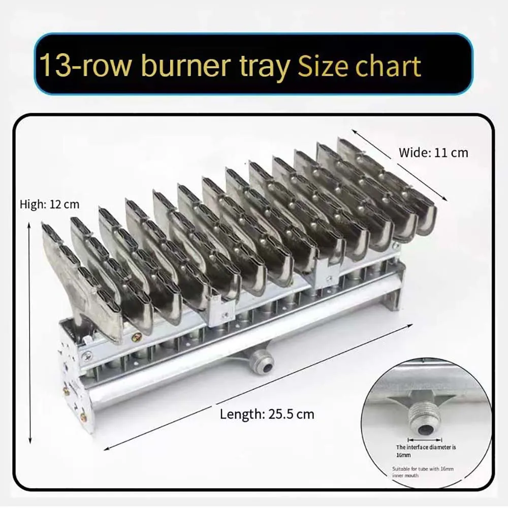 13-Row LPG NG Gas Burner Tray for Gas Boilers Heater Rice Steam Oven