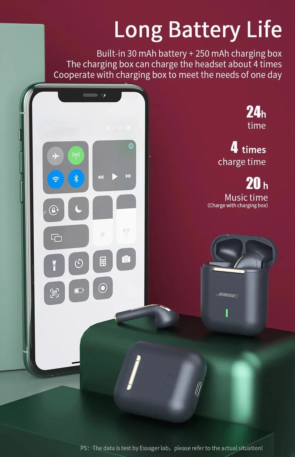 Bosebye J18 Wireless Earphone Bluetooth Headset 9D Noise Reduction Gaming Headset With Microphone TWS EarBuds Hands-free Earbuds 4