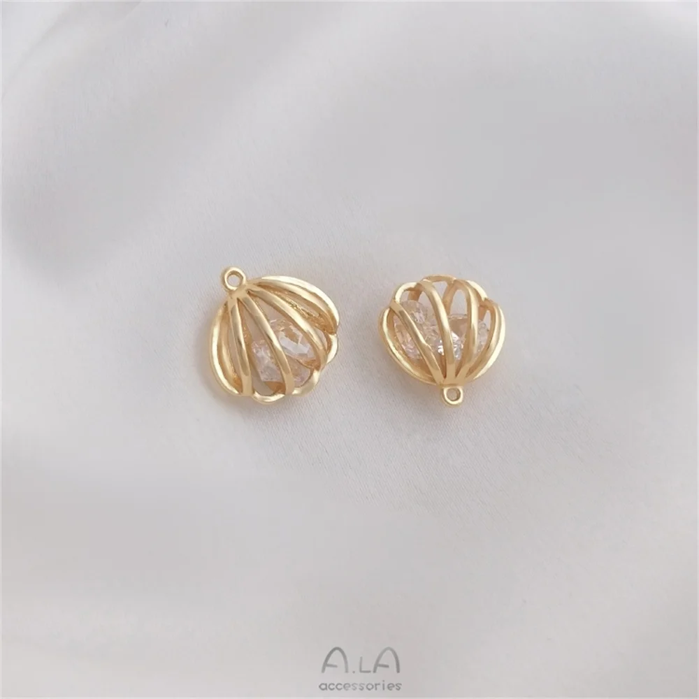 

14K package gold inside zirconia spirit shell-shaped pendant scallop-shaped pendant diy bracelet earrings charm