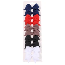 Set of 10 Handmade Solid Color Ribbon Bow Hair Clips for Kids - Festive Hair Accessories (2640 - 14)