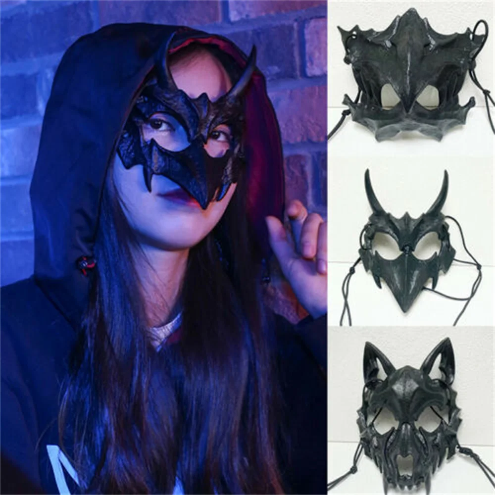 Maschera Per Feste Dragon Tiger Man Wolf Mask Horror Half Face Cover Mask Halloween Masquerade Cosplay Costume Mask Prop