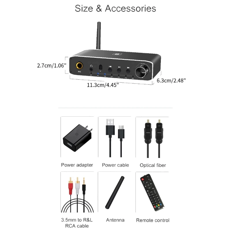 DAC Bluetooth Compatible 5.3 Receiver Transmitter Coaxial Optical Bypass Multi Functional Converter