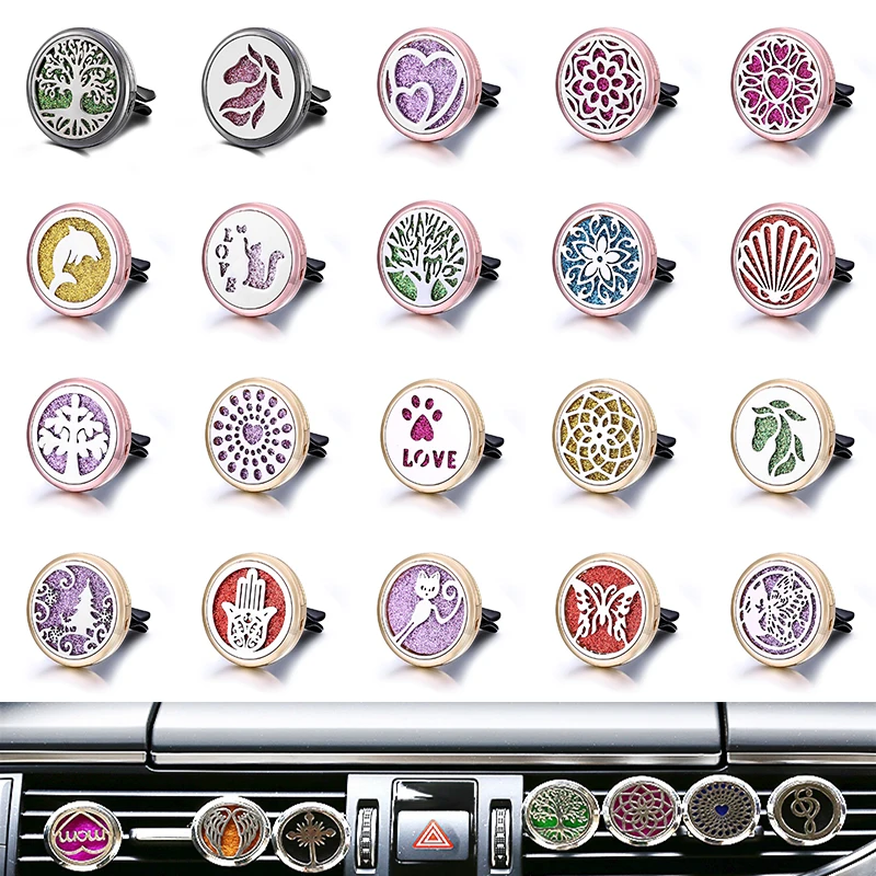 

Refillable Car Air Freshener Smell Perfume Diffuser Clip Auto Vent Essential Oil Stainless Steel Locket Interior Accessories