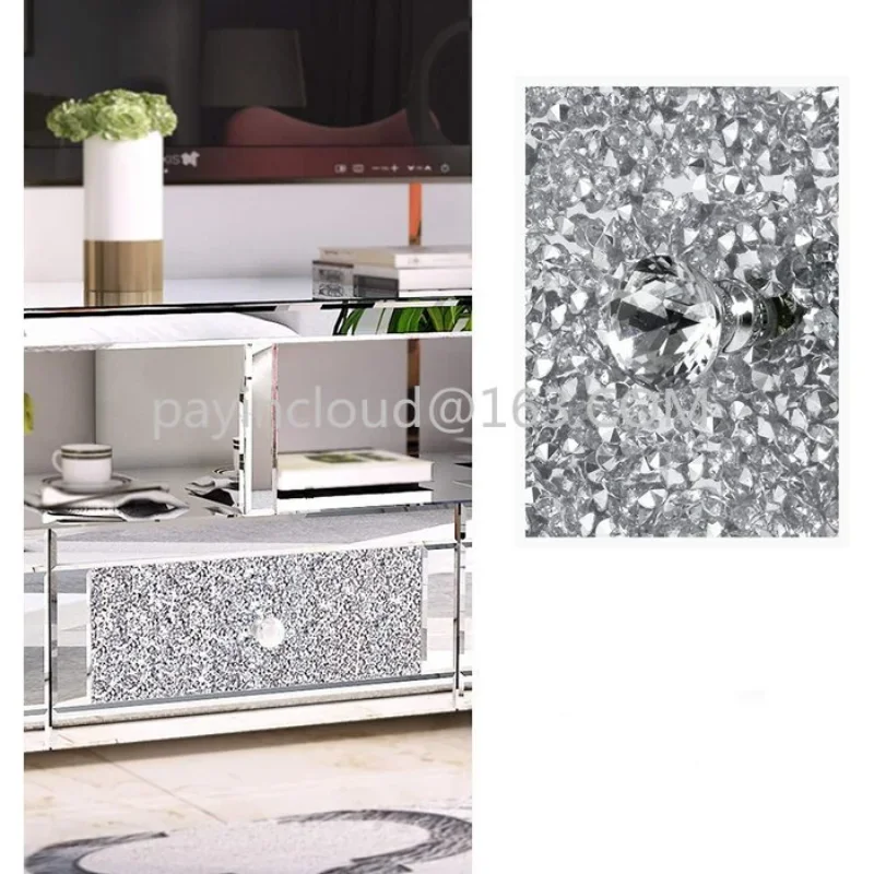 Modern 3 Drawer Mirrored Crystal TV Stand Silver TV Console Table Tv Cabinet For Living Room Hotel Furniture