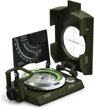 Proster Waterproof Hiking Compass with Fluorescent Scale - Compass Navigation with Clinometer & Carry Bag Military Compass 1