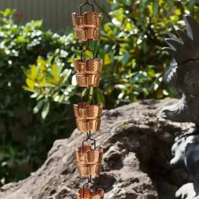 2.6m Bronze Tripod Eaves Drainage Chain Homestay Villa Courtyard Garden Rain Guide Chain