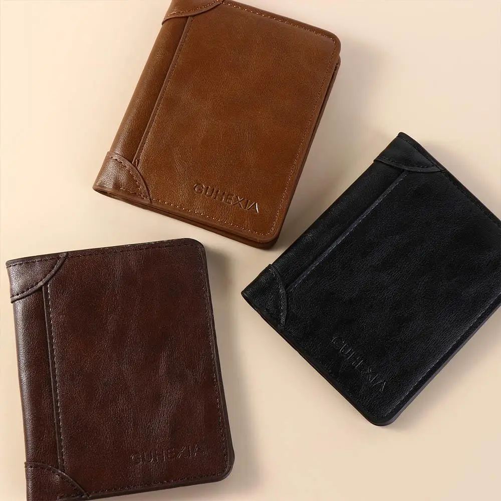 Urban Style Men's Leather Bi-Fold Wallet - Soft, Solid Color Credit Card Holder