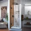 Unidoor Frameless Hinged Shower Door in Satin Black Professional installation recommended stain resistant glass coating 1