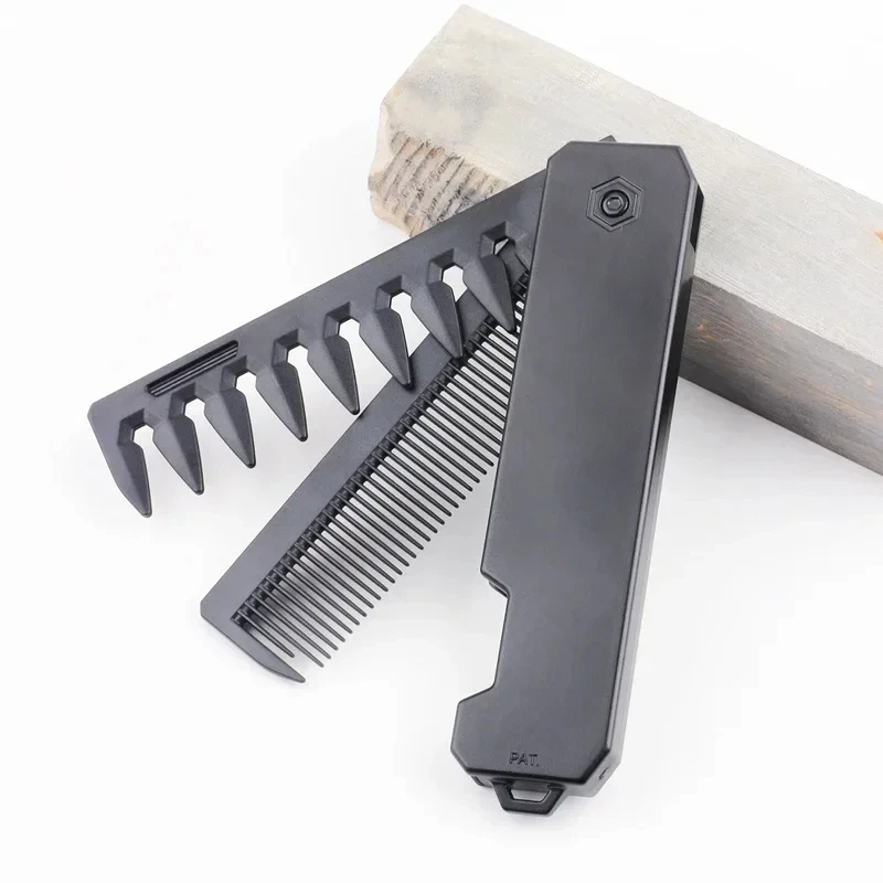 NEW Marble Multi-functional Folding Pocket Combs Men Oil Head Comb Plastic Mini Beard Comb Barber Hair Styling Wide Tooth Combs 6