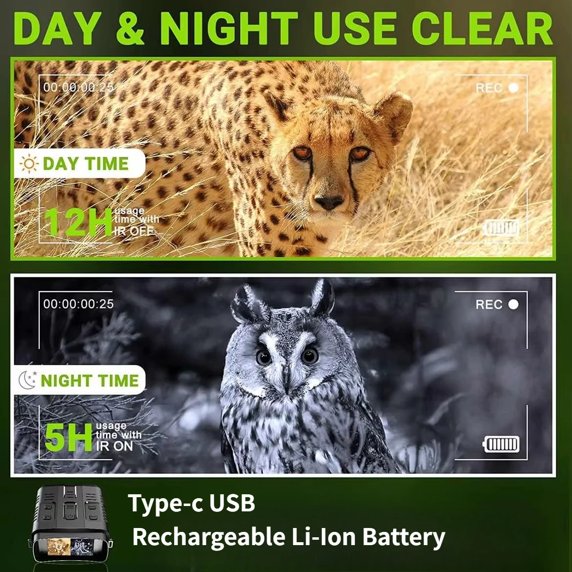 Night Vision Binoculars Device 5x Digital 800m Full Dark 3W 850nm Infrared Teles