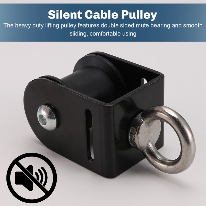 Lifting Rope Pulley Bearing Block Pulley Wheel Portable Heavy Duty Mute Roller DIY Gym Exercise Equipment 2