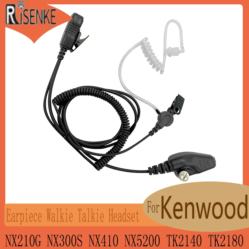 RISENKE Walkie Talkie Earpiece Headset for Kenwood NX200, NX210, NX210G, NX300S, NX410, NX411, NX5200, NX5400, TK2140, TK2180