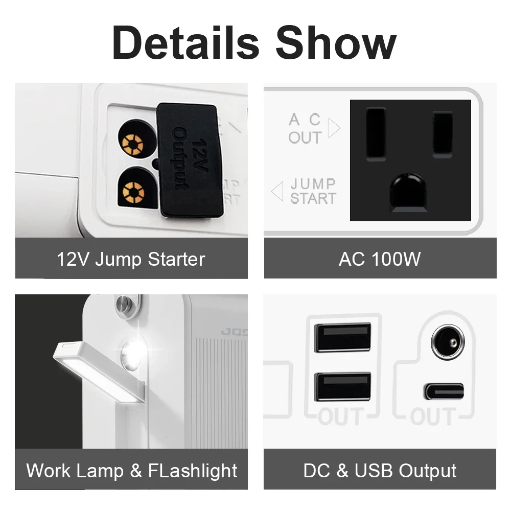 100W Portable Power Station 27000mAh 99.9Wh Jump Starter Camping Power Bank Charger Car Booster Outdoor Starting Device