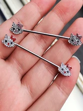  Stainless Steel Industrial Piercing Jewelry Helix Cartilage Gauge Ear Pierc Barbell 14g Bar Zircon Cat Industrial Earrings Gift 