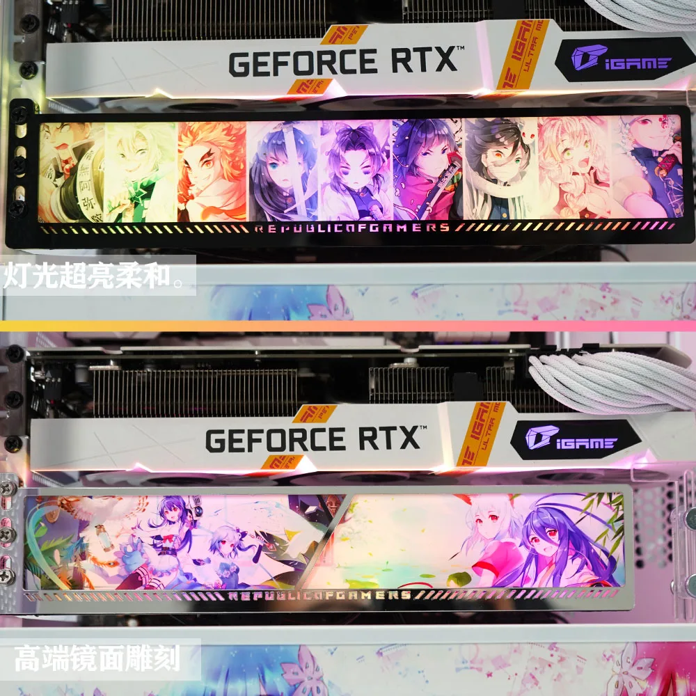Personalizado Argb Graphics Card Bracket Anime Gpu Holderpc Gaming Cabinet Decorativo 4070 Vga Suporte Aura Sync Rtx3090 4090 4080 - Imagem 2