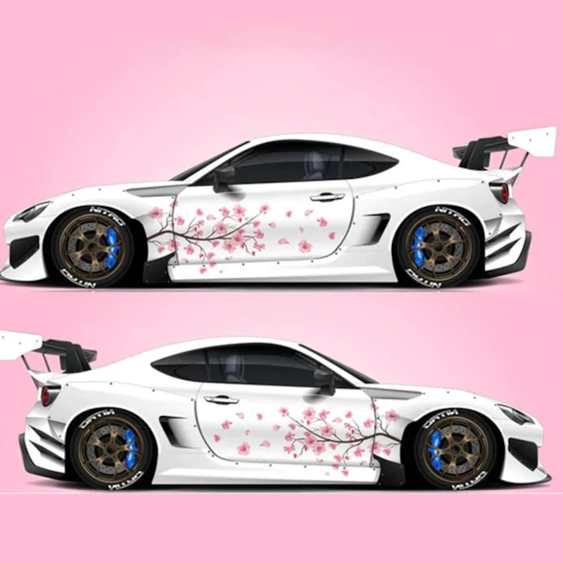 Autocollants de carrosserie de voiture sans fleur, autocollant latéral de  voiture en vinyle Anime Itasha, belle fleur - AliExpress