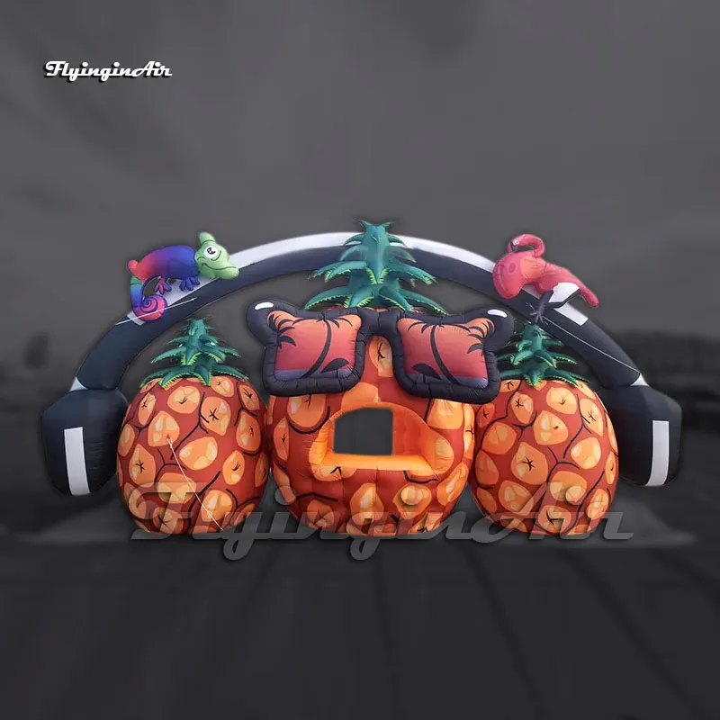 

Amazing Large Inflatable Pineapple Cabin Air Blow Up Stage DJ Booth With Headphone For Event